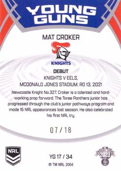 2023 NRL Traders Elite - Young Guns Priority #YG17 Matt Croker Back